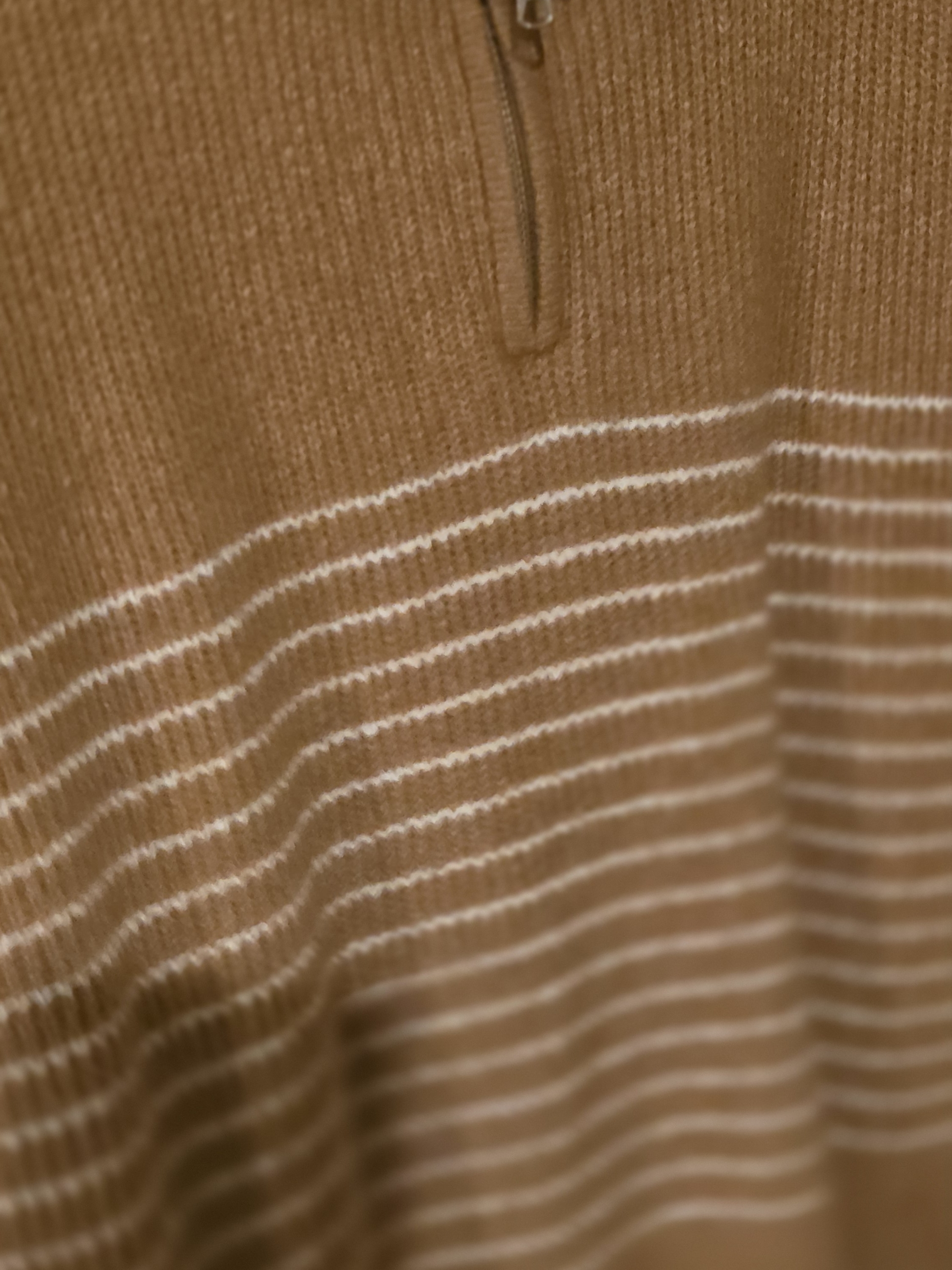Abound Women's Zip-Up Sweater In Camel And White Stripes